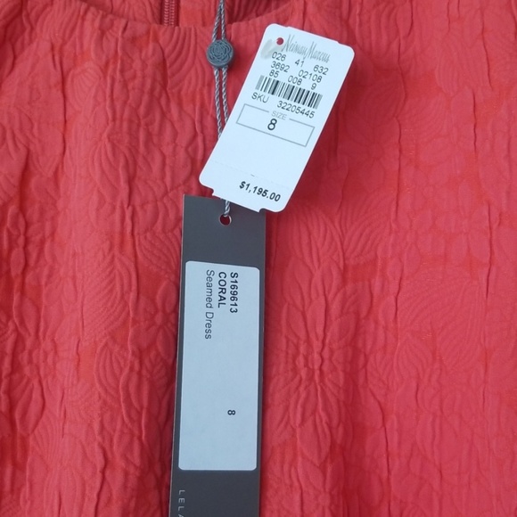 Lela Rose Floral Imprint Coral Seamed Dress - Picture 7 of 8